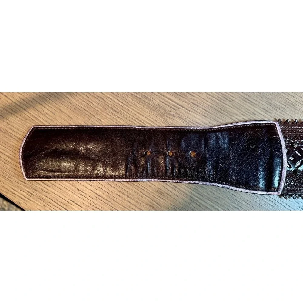 Vintage Streets Ahead Leather Belt Wide Cutout Studded USA Boho M